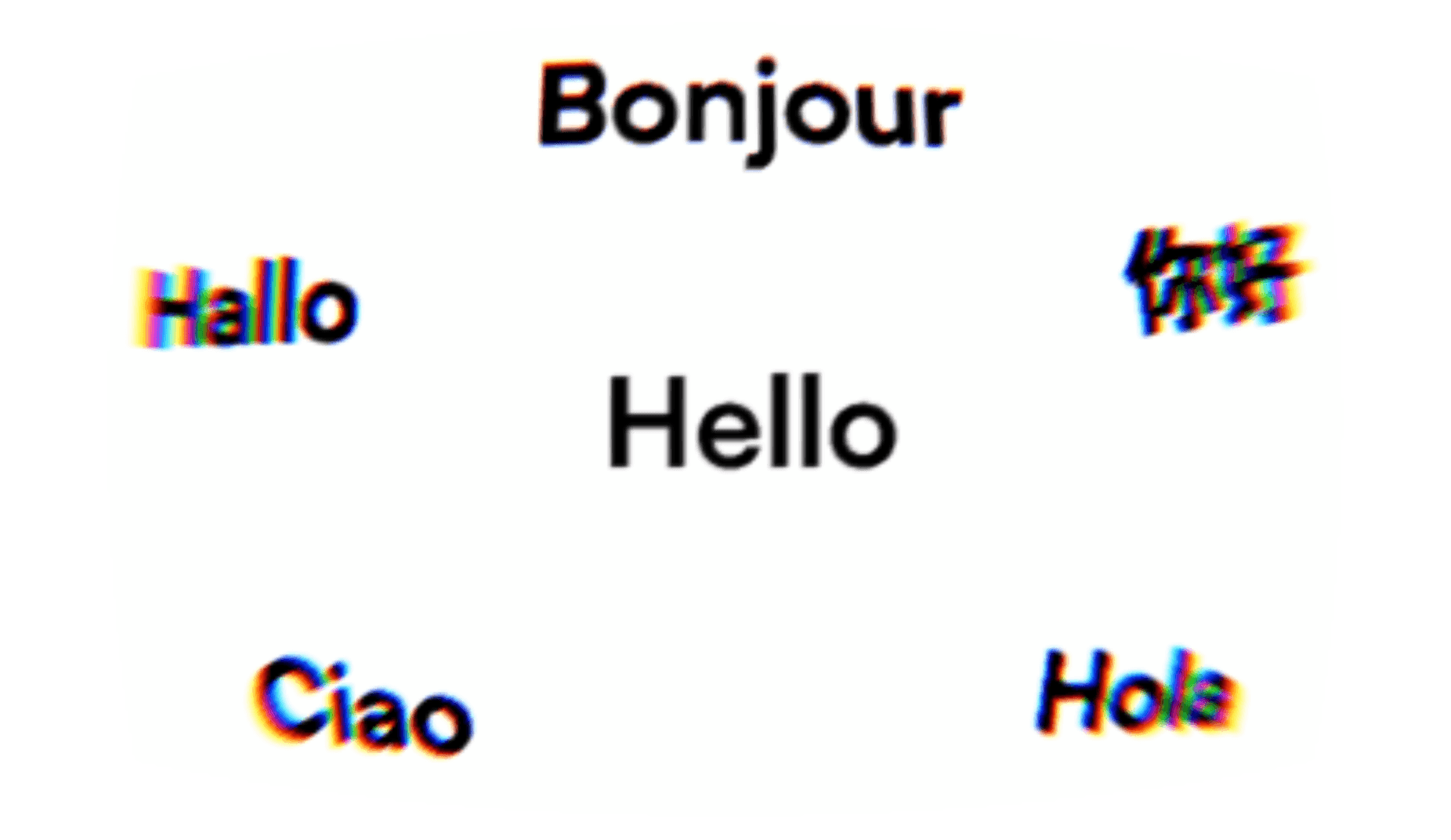 Bonjour, Hello, 你好, Hallo, Hola, Ciao